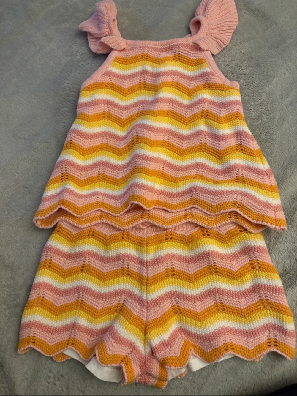 Haute Hippie Pink, Yellow, White & Orange Chevron Knit Kids Set